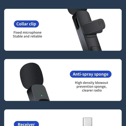 Lenovo Mini Portable Wireless Lavalier Microphone for Live Broadcast Gaming Audio Video Recording iPhone Android