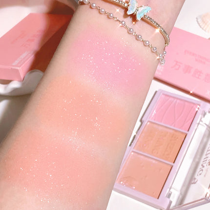 Secret Garden three-color blush eye shadow almond milk tea nude makeup natural color enhancement long-lasting powder