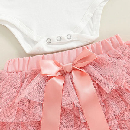 Ma&Baby 6-18M 1st Birthday Newborn Infant Baby Girls Clothes Set Princess One Letter Romper Tulle Shorts Headband Outfits d01