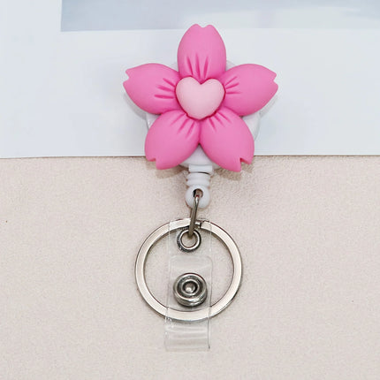 1pcs New Resin Flowers Retractable Nurse Badge Reel Cute Floral Girls Students Doctor ID Card Holder Keys Lanyard