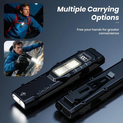 1500LM EDC Tactical LED Flashlight - Pocket USB-C Rechargeable,IPX5 Waterproof, Side Light & Clip for Daily Carry/Travel/Outdoor