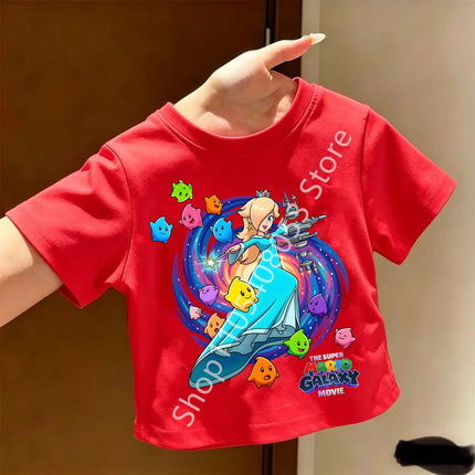 Super Marios T-shirt for Children Cartoon Anime Clothes Round Collar Clothing Short Sleeve Kid Summer Tee Top