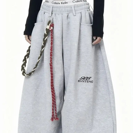 Streetwear Wide Leg Baggy Sweatpants Men Y2K Vintage Loose Curved-leg Pants Casual Sports Straight Hip Hop