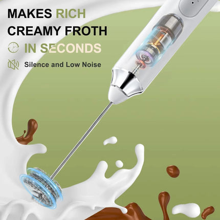 Electric double stick egg beater, milk frother, 3-speed rechargeable milk coffee mixer, handheld kitchen tool, cream frother