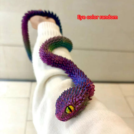 3D Printed Snake Action Figure Articulated Bush Viper Toy-Dragon Snake Integrated Joint Mobility Statue Ornament Home Decor Gift