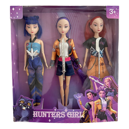 Kpop Rumi Mira Zoey Vinyl Doll Anime Hunters Girl 11 Inch Articulated With Theme Music Cute Toy 3PCS Set Gift for Kids Girl Fans