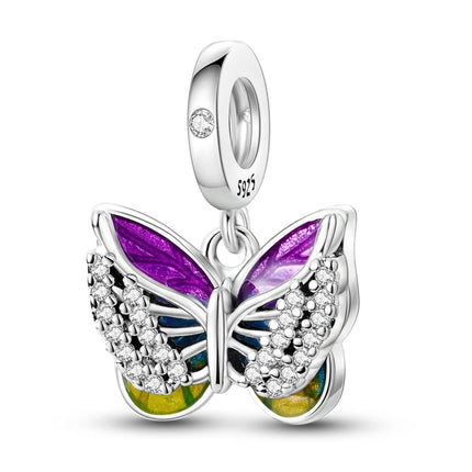 925 Sterling Silver Purple Series Butterfly Aries Gemini Safety Chains Fit Original Bracelet DIY Jewelry Making Gift For Women