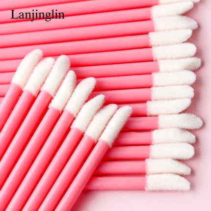 New 50 Pieces Lip Brushes Soft Lipstick Mascara Wands Applicators Eyelash Cleaner Cosmetic Brushes Women Make Up Tools