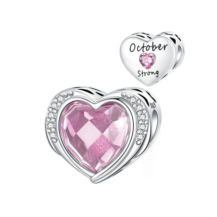 925 Sterling Silver January-December Birthday Stone Love Zircon Pendant Bead Fit Charms Necklace Bracelet Women Jewelry DIY Gift