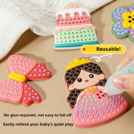 Handmade Bead Painting Children DIY Toy Ballpoint Pen Painting Set Cartoon Princess Stickers Educational Toys