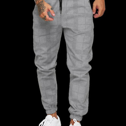 2026 Men's Fashionable Casual Fabric Plaid Design Street Sports Pants for Men's Fitness Gym Wear