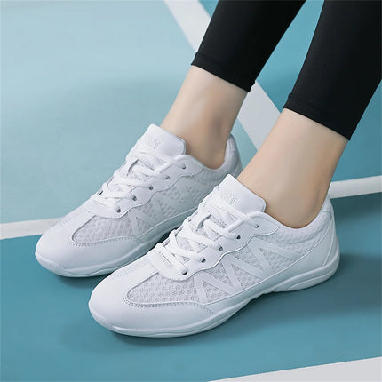 BAXINIER Girls White Cheer Shoes Trainers  Breathable Training Dance Tennis Shoes Lightweight Youth Cheer Competition Sneakers