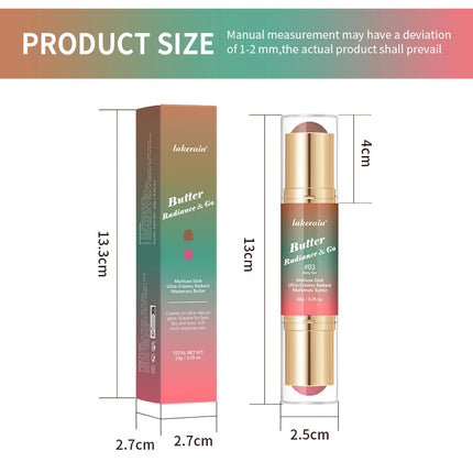 Lakerain Butter Makeup Stick Nature Bronze Colored Matte Effect Moisturizing Smooth Dual-head Design Multi-purpose Makeup Stick