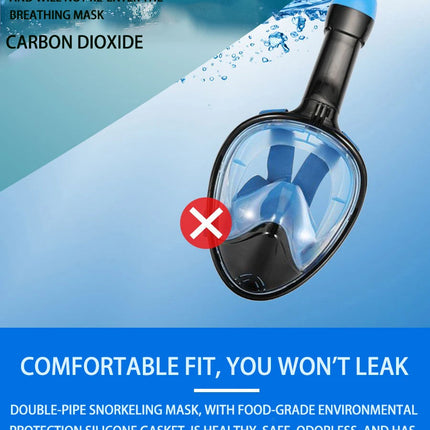 Silicone Snorkeling Mask for Adults, Double Tube Diving Mask, Full Dry Diving Goggles, Self Contained Underwater Breathing Mask