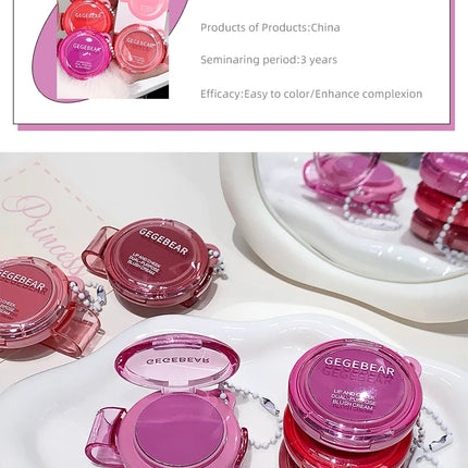 Gege Bear Multi-use Matte Blush Cream, Dual Purpose Lip and Cheek Tint, Long-lasting Single Shade Blush for All Skin Types