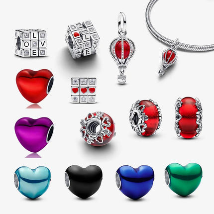 2025 New Black/Red/Blue/Green/Purple Heart Series for Original Bracelet Bead Charm 3mm DIY Necklace Pendant Accessories
