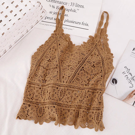 Simple Lace Hollow out Tank Top Women's Korean Sle Summer Outerwear Hoodie ort Sve Commute Sle  Color