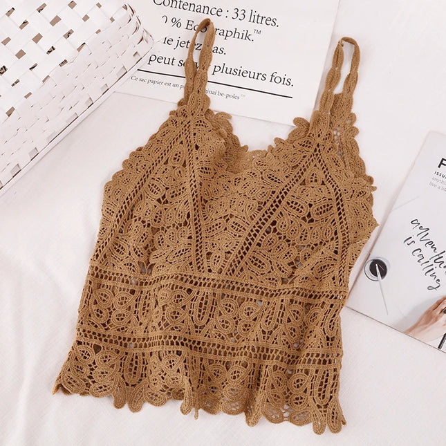 Simple Lace Hollow out Tank Top Women's Korean Sle Summer Outerwear Hoodie ort Sve Commute Sle  Color