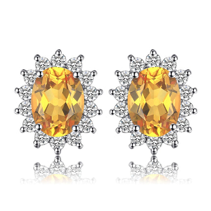 JewelryPalace Created Blue Sapphire Ruby 925 Sterling Silver Stud Earrings Natural Amethyst Garnet Peridot Topaz Princess Diana