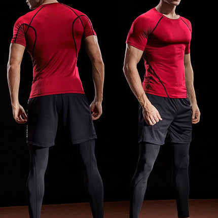 2025 Compression T Shirt Men Summer Sportswear Running T-shirt Elastic Quick Dry Sport Tops Tee Athletic Gym Workout Shirts Men