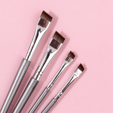 4PCS Liquid Eyeliner Brush Ultra Thin Fine Oblique Angle Flat Head Eyebrow Brush