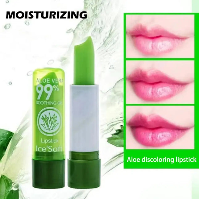 2pcs Aloe Vera Color-Changing Lipstick set Tinted Lip Balm Gloss, Mood Magic Lipstick Jelly Moisturizing Lip Balm Makeup
