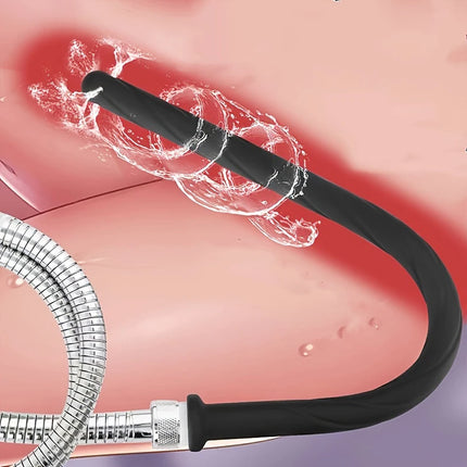 Deep Anal Plug with Washing Tube Long Silicone Buttplug Cleaning Accessory for Couples Vaginal & Anus Shower Sex Toy for Men