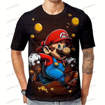 3D Print Super Mario Cartoon 2026 Summer Anime Figure Oversize Short Sleeve T-shirt Streetwear Clothing Quick Dry Men's T-shirts