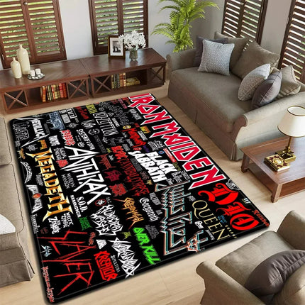 Band Logo Music Rock and Roll Pattern Carpet  for Living Room Bedroom Non-Slip Soft Rug Kitchen Floor Mat Entrance Doormat