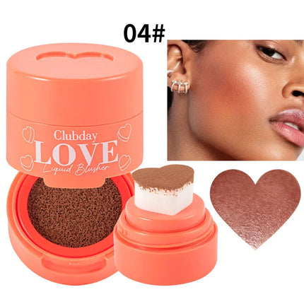 Heart Shaped Blush Stick with Sponge Head Stamp Design Waterproof and Sweat Proof to Modify Cheeks to Be Naturally Rosy