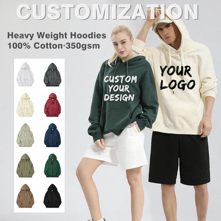 Custom Oversize Heavy Weight 100% Cotton Hoodies High Quality Streetwear Brand Custom Logo Design Print On Demand Dropshipping