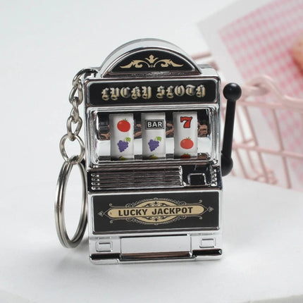 Mini Fruit Slot Machine Keychain Lucky Charm Jackpot Keychains Mini Casino Pendant Bag Charm Novelty Gifts for Kids Adults