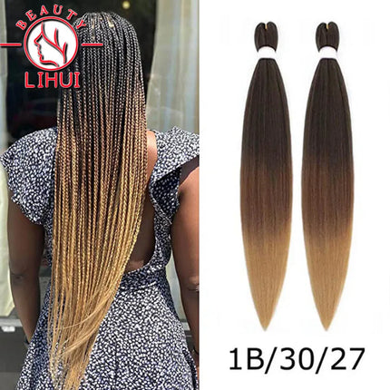 30" Ombre Brown Pre Stretched Braiding Hair YAKI Straight Jumbo Braids Hair Extensions Synthetic Bulk Hair Wholesale Fake Hair