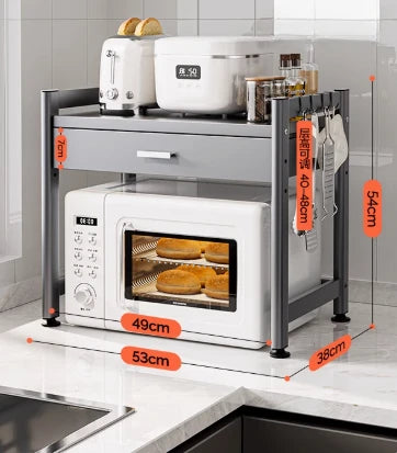 Kitchen Storage Rack Microwave Storage Rack Multi-functional Oven Rice Cooker Countertop with Drawer Shelf