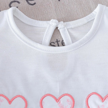 2025 New Arrival Heart Print Short-Sleeved T-Shirt and Printed Mini Skirt Casual Two-Piece Set