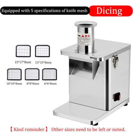 Electric Dicing Machine 220V Commercial Carrot Vegetable Diced Cut Pellets Automatic Potato Slicing  Cutter Machine