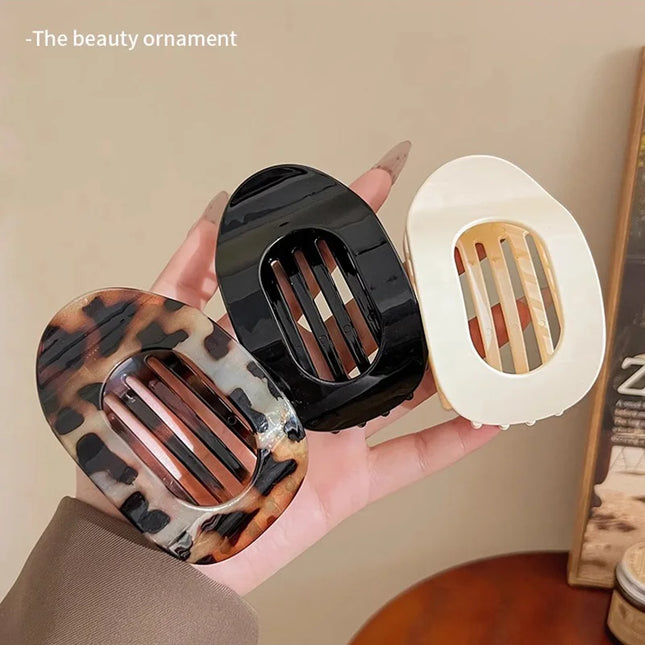 Vintage Solid Oval Teeth Hair Clip For Women Girl Long Hair Holder Hairpin Headband Back Head Hair Claw Fashion Hair Accessories