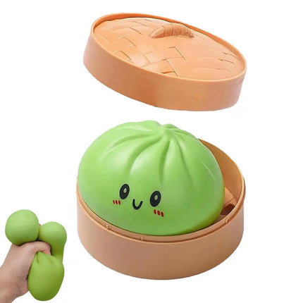 Stress Relief Squeeze Toy-Simulated Dumpling&Baozi,Reusable Low Rebound Sensory Dough Ball For Relieve Anxiety&Release Emotions