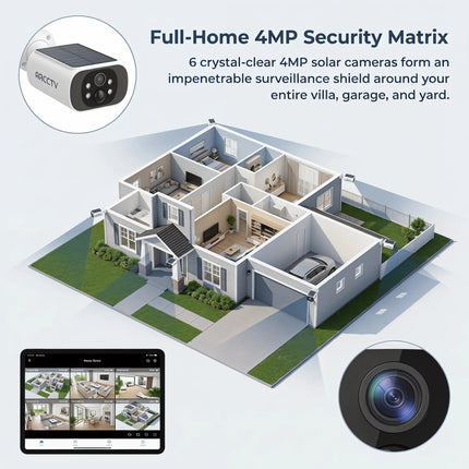 ARCCTV 4MP WiFi Solar Camera Kit Security Outdoor Wireless System Surveillance Camera Set Two Way Audio Siren Alarm Up To 10CH