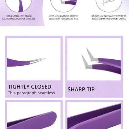 1PC Eyelashes Tweezers Stainless Steel Curved Straight Superhard Tweezers High Precision Anti-static Tweezers for Eyelashes
