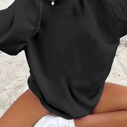 Women's Chic Black Oversized Sweatshirt Loose Streetwear Pullover