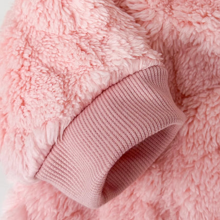 Pink Fluffy Baby Romper Suit with Hood Autumn Winter Warm Cute Crawler Soft Girl Outfit Attention-Grabbing Street Style for Baby