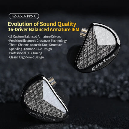 KZ AS16 PRO X in-ear headphones 8 balanced armature headphones three-channel acoustic duct structure HiFi headphones