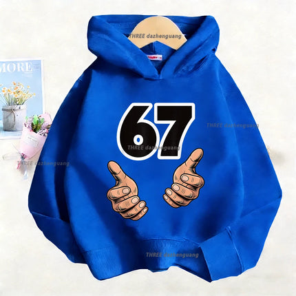 Autumn Children's Comfortable Hoodies 67 Six Seven Digit Print Kid Cute Fleece Sweatshirt Boys Girls Casual Fashion Sport Hooded