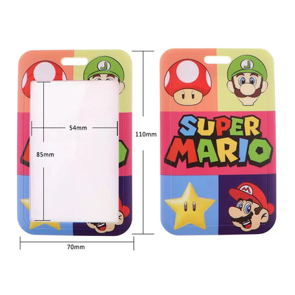 Cartoon Mario Cartoon PVC Card Cover Student Campus Hanging Neck Bag Card Holder Lanyard ID Card Holders key chain