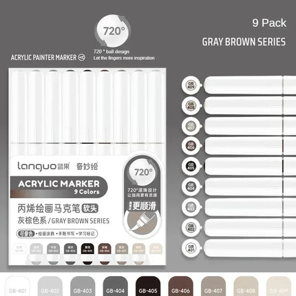 LANGUO 207/9 Colors Direct Liquid Acrylic Marker Soft Brush Paint Pen For Manga Graffiti Crafts Art School Supplies Stationery