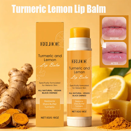Turmeric Lemon Lip Balm Brightening Moisturizing Softens Lip Skin Protective Lip Care Cream for Dry Chapped Lips Daily Hydrating