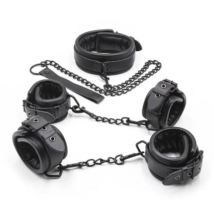 Top quality bdsm bondage set handcuffs and ankle collar fetish slave sex toys bondage man woman sex games for couples.