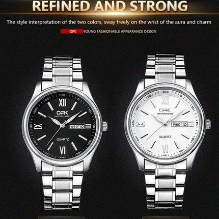 OPK 8123 Men's Fashion Quartz Wristwatch Original Waterproof Luminous Automatic Movement Dual Calendar Display Reloj