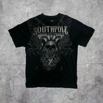South pole High Street men Short Sleeve Y2K Graphic Print Oversized T Shirt Harajuku Gothic Round Neck Cotton Short Sleeve Tops